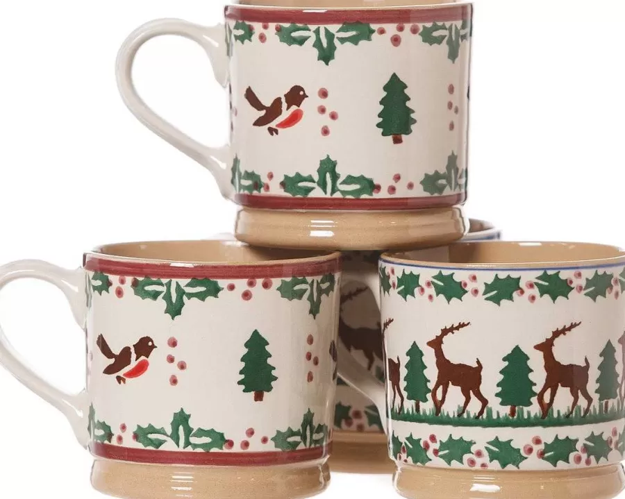 Winter Robin<Nicholas Mosse 2 Large Mugs Reindeer & 2 Large Mugs Winter Robin