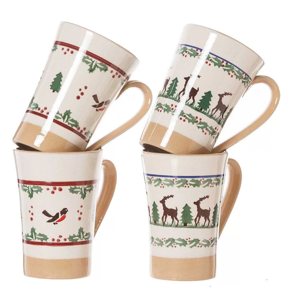 Christmas<Nicholas Mosse 2 Tall Mugs Reindeer & 2 Tall Mugs Winter Robin