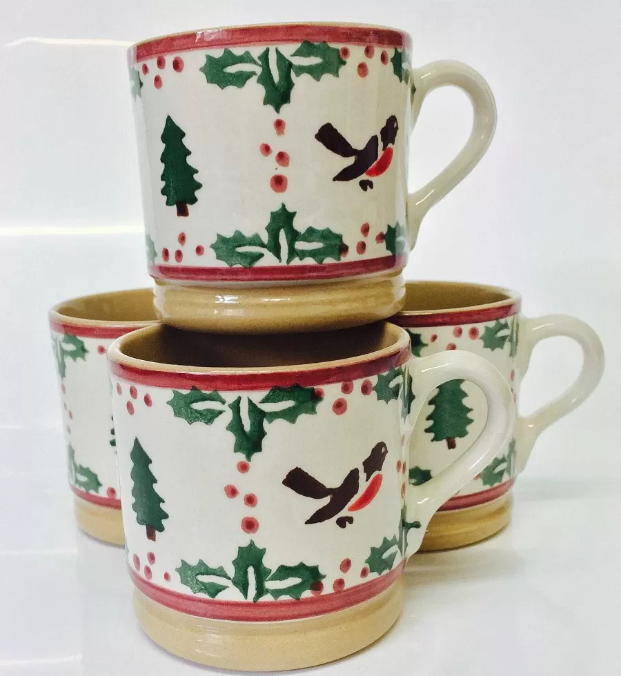 Gift Sets<Nicholas Mosse 4 Small Mugs Winter Robin