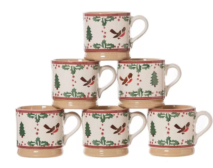 Winter Robin<Nicholas Mosse 6 Small Mugs Winter Robin