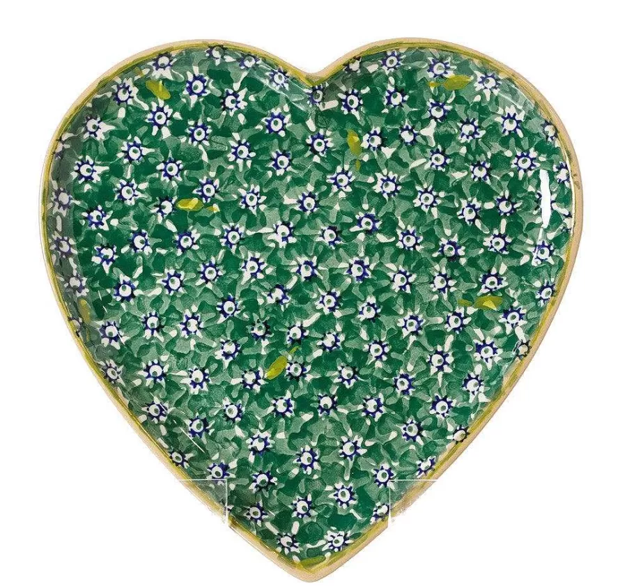 Valentine'S Day<Nicholas Mosse Cookie Jar And Medium Heart Plate Lawn Green