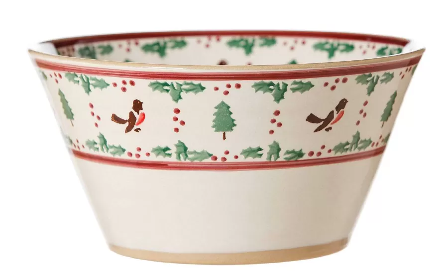 Winter Robin<Nicholas Mosse Large Angled Bowl Winter Robin