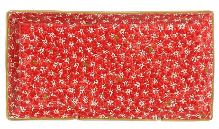 Lawn<Nicholas Mosse Large Rectangle Plate Lawn Red