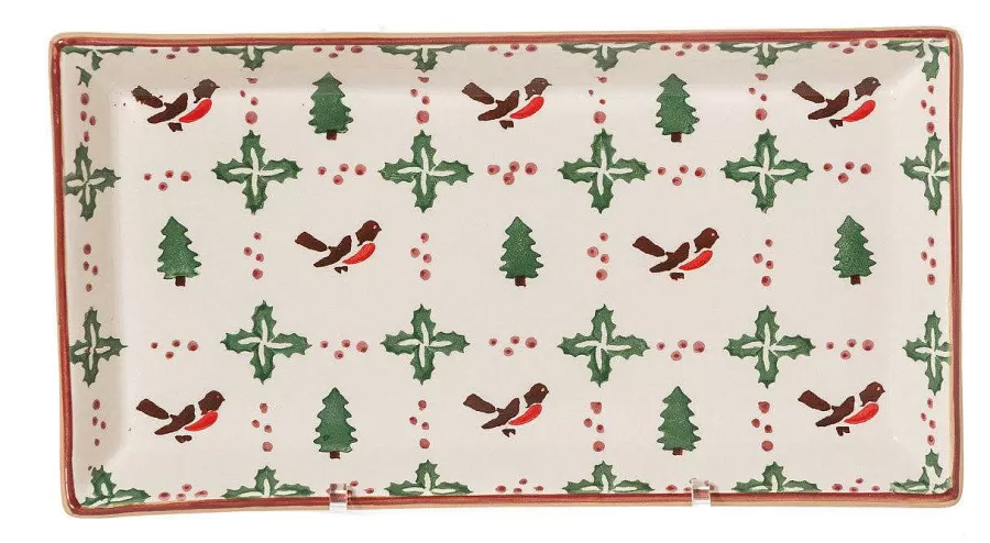 Winter Robin<Nicholas Mosse Large Rectangle Plate Winter Robin