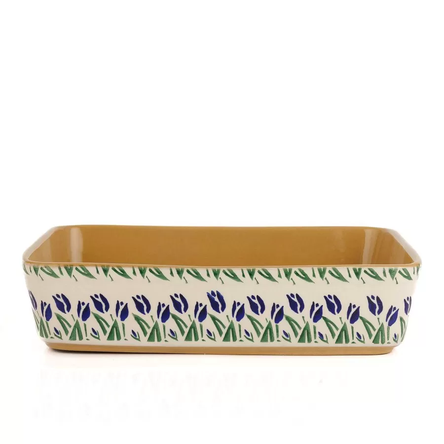 New In<Nicholas Mosse Large Rectangular Oven Dish Blue Blooms
