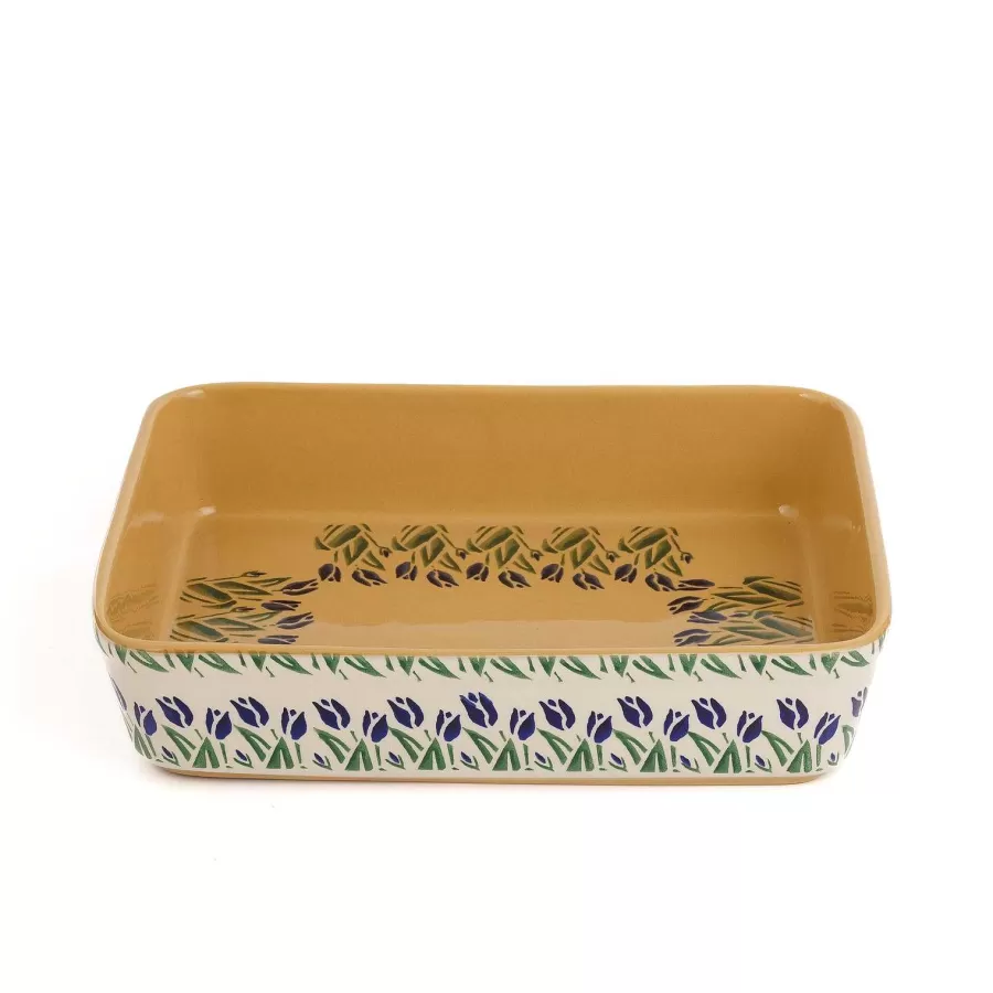 New In<Nicholas Mosse Large Rectangular Oven Dish Blue Blooms