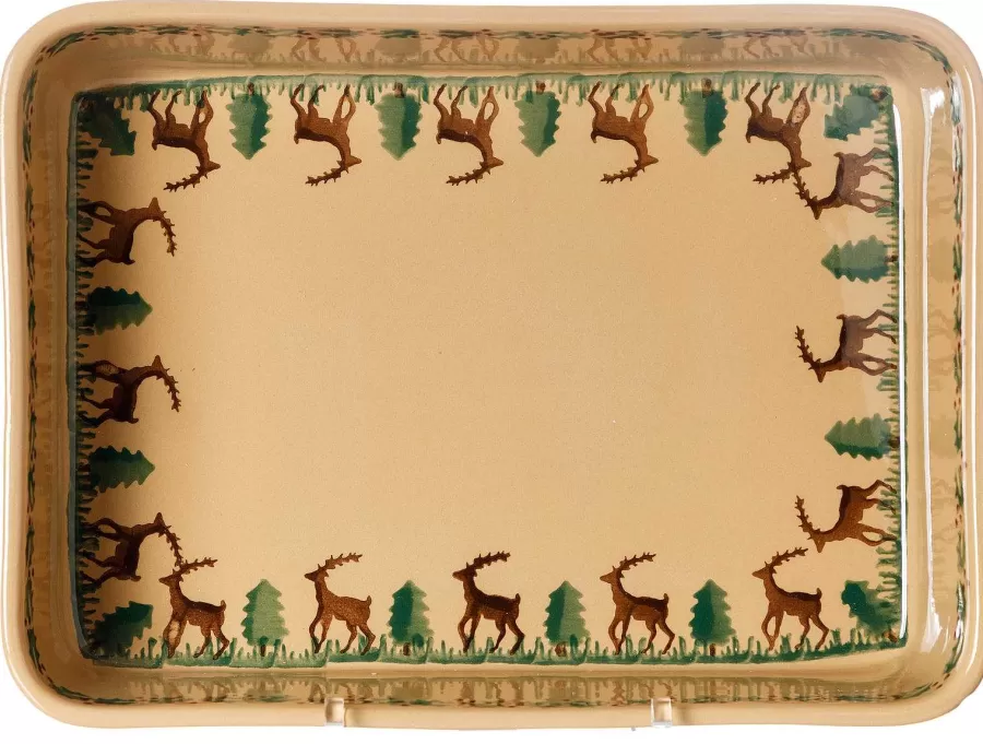 Reindeer<Nicholas Mosse Large Rectangular Oven Dish Reindeer