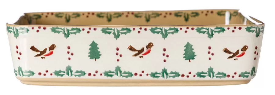 Winter Robin<Nicholas Mosse Large Rectangular Oven Dish Winter Robin