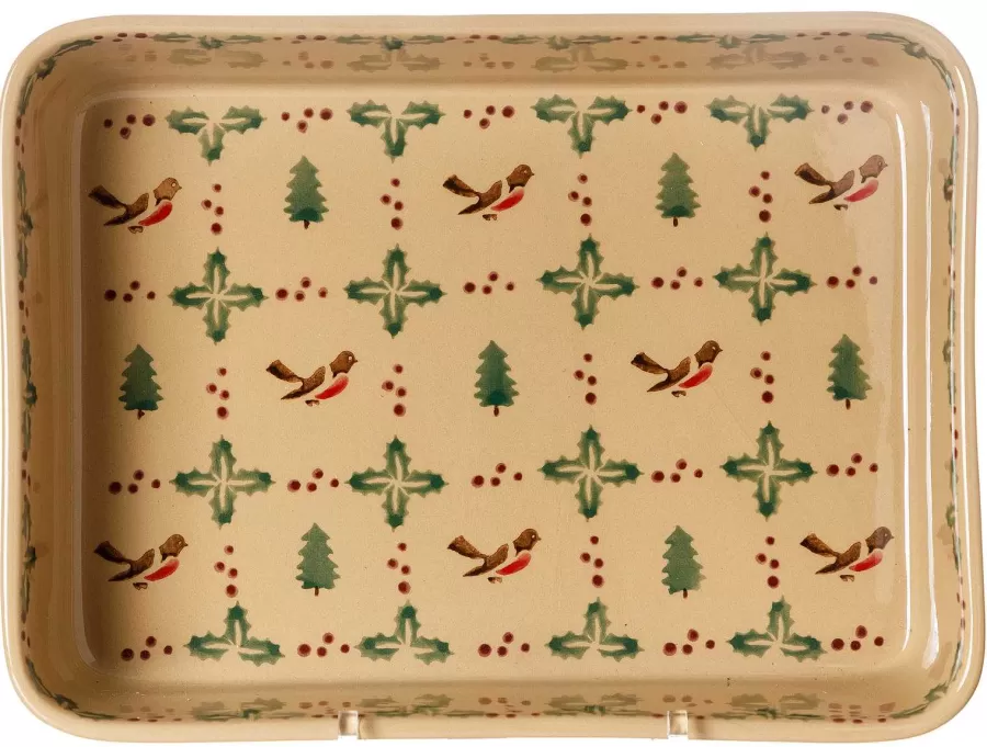 Winter Robin<Nicholas Mosse Large Rectangular Oven Dish Winter Robin