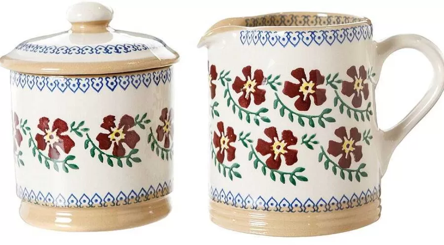 Old Rose<Nicholas Mosse Lidded Sugar Bowl And Small Cylinder Jug Old Rose