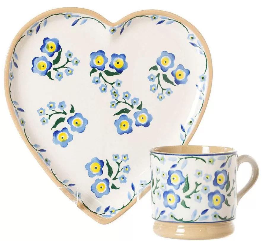 Mother'S Day<Nicholas Mosse Medium Heart Plate And Small Mug Forget Me Not
