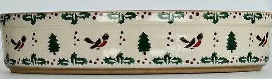 Oven Friendly Dishes<Nicholas Mosse Medium Oval Oven Dish Winter Robin