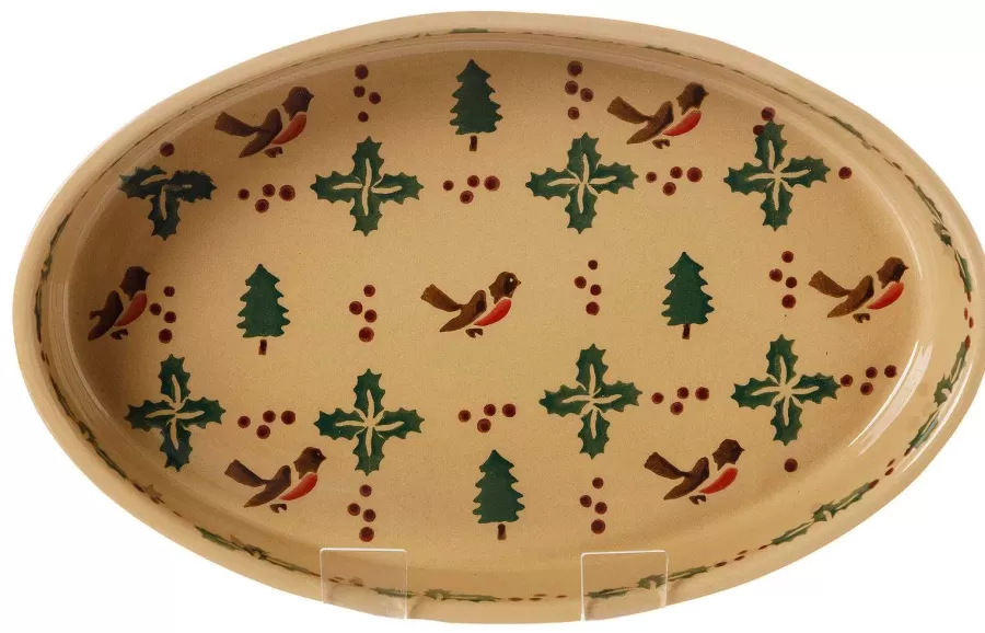 Oven Friendly Dishes<Nicholas Mosse Medium Oval Oven Dish Winter Robin