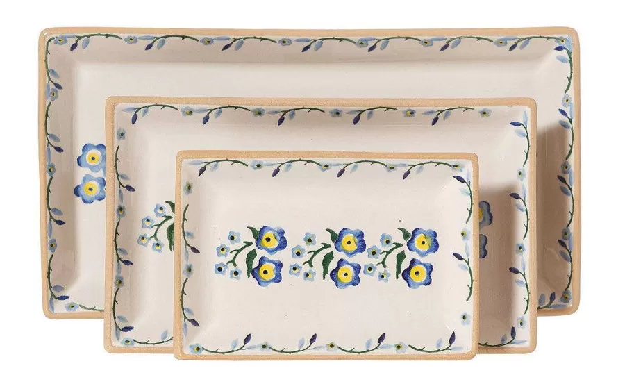 Mother'S Day<Nicholas Mosse Nest Of 3 Rectangle Dishes Forget Me Not