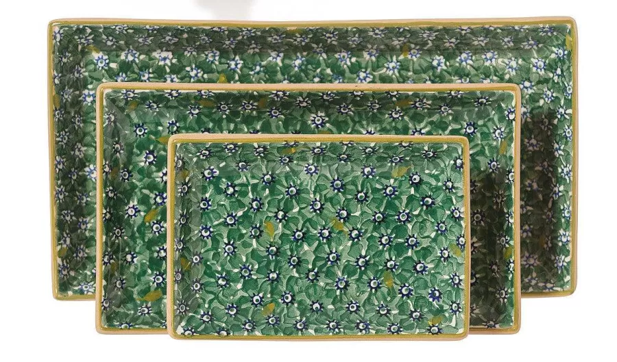 Corporate Gifts<Nicholas Mosse Nest Of 3 Rectangle Dishes Lawn Green