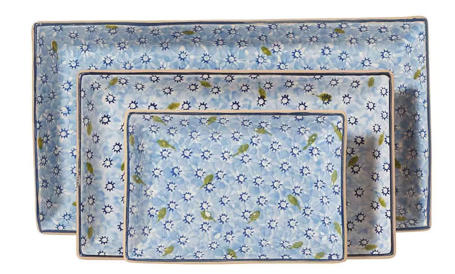 Lawn<Nicholas Mosse Nest Of 3 Rectangle Dishes Lawn Light Blue