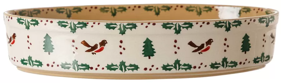 Winter Robin<Nicholas Mosse Small Oval Oven Dish Winter Robin