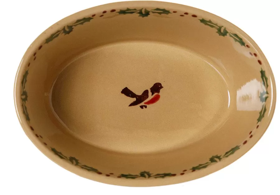 Winter Robin<Nicholas Mosse Small Oval Pie Dish Winter Robin