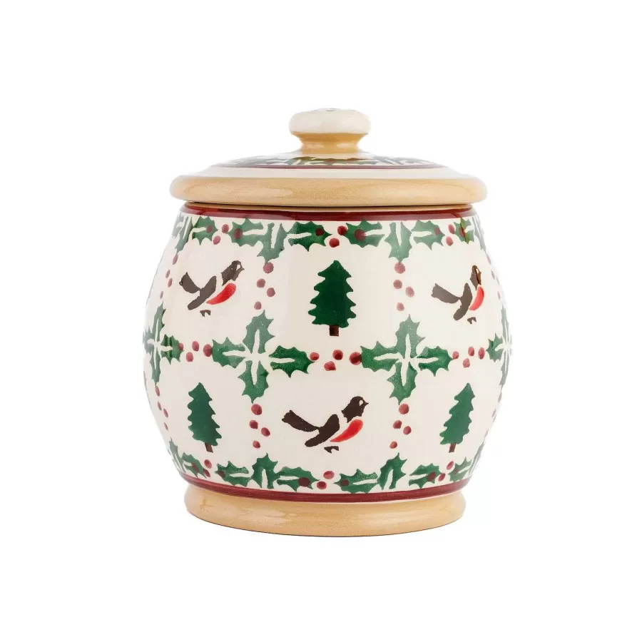 Winter Robin<Nicholas Mosse Small Round Lidded Jar Winter Robin