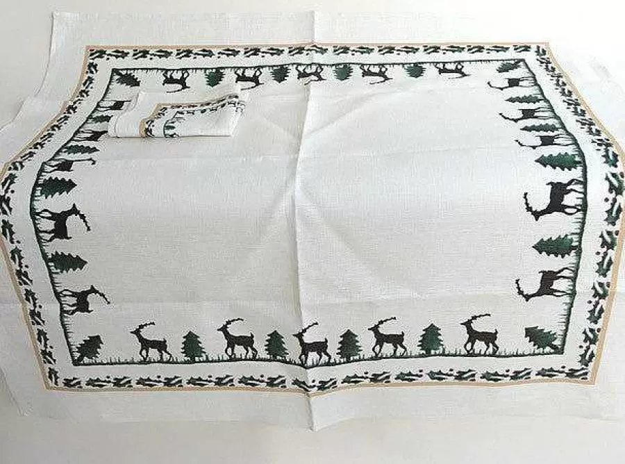 Reindeer<Nicholas Mosse Tablecloth Square Reindeer Linen 40"