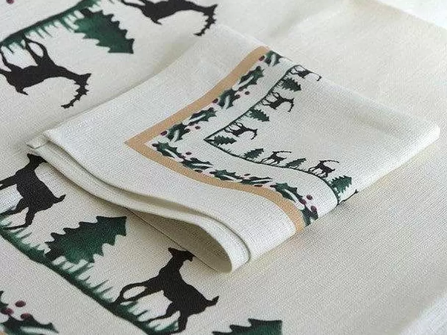 Reindeer<Nicholas Mosse Tablecloth Square Reindeer Linen 40"